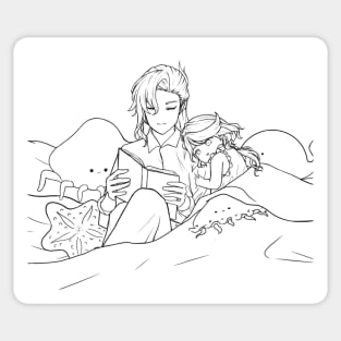 Baby Furina and Young Neuvillette Lineart | Genshin Sticker